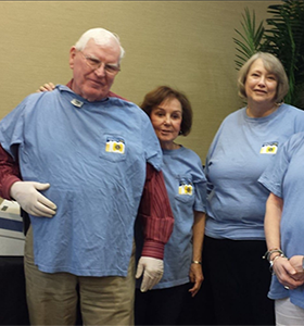 Billy Mayfield, Vicki Bond, Karen Wallace, Nancy Beal w/Jackson<br>
        Medical Center Lions Club doing eye screening and diabetes testing